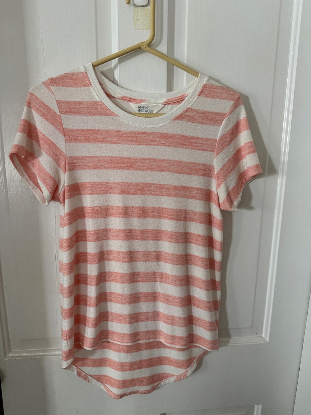 Market & Spruce Pink and White Striped Short-Sleeve Tee